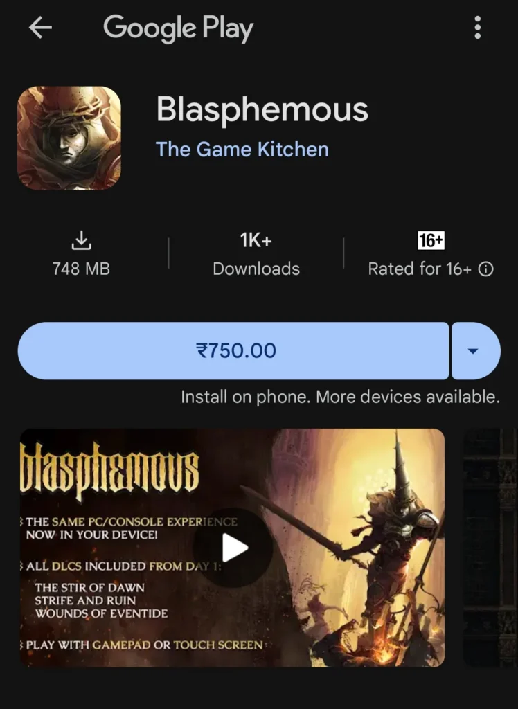 Blasphemous apk install